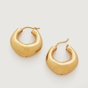 MONICA VINADER Gold Textured Hoop Earrings Deia Bold Medium